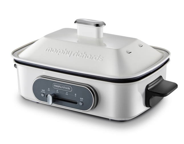 摩飞电器/Morphyrichards 多功能锅 MR9088 1400W 446*300*238mm 轻触控制 按键式 玻璃面板 二级 316不锈钢 白色