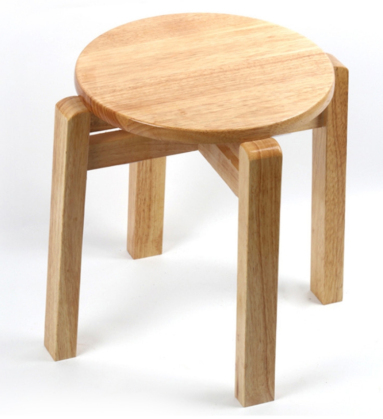 顺富美 休闲圆凳 材质：橡胶木 尺寸：凳面直径30cm*凳高43cm